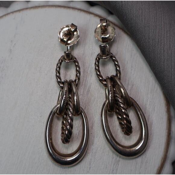 David Yurman Sterling Silver Pure Form Drop Earrings 20.23G/2in - Picture 3 of 6